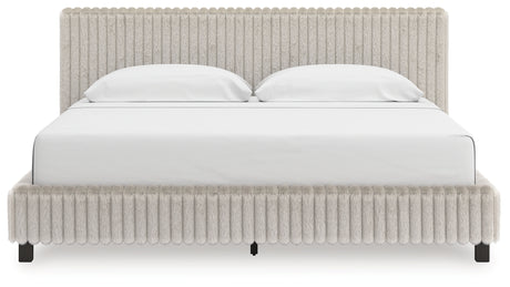 Zuraleus White King Upholstered Bed head-on front view