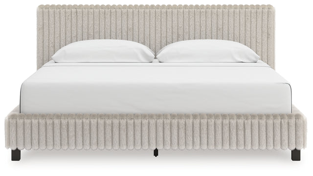 Zuraleus White King Upholstered Bed head-on front view