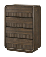 Kinkaid Gray Panel Bedroom Set dresser top with mirror reflection