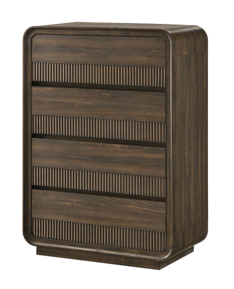 Kinkaid Gray Panel Bedroom Set dresser top with mirror reflection