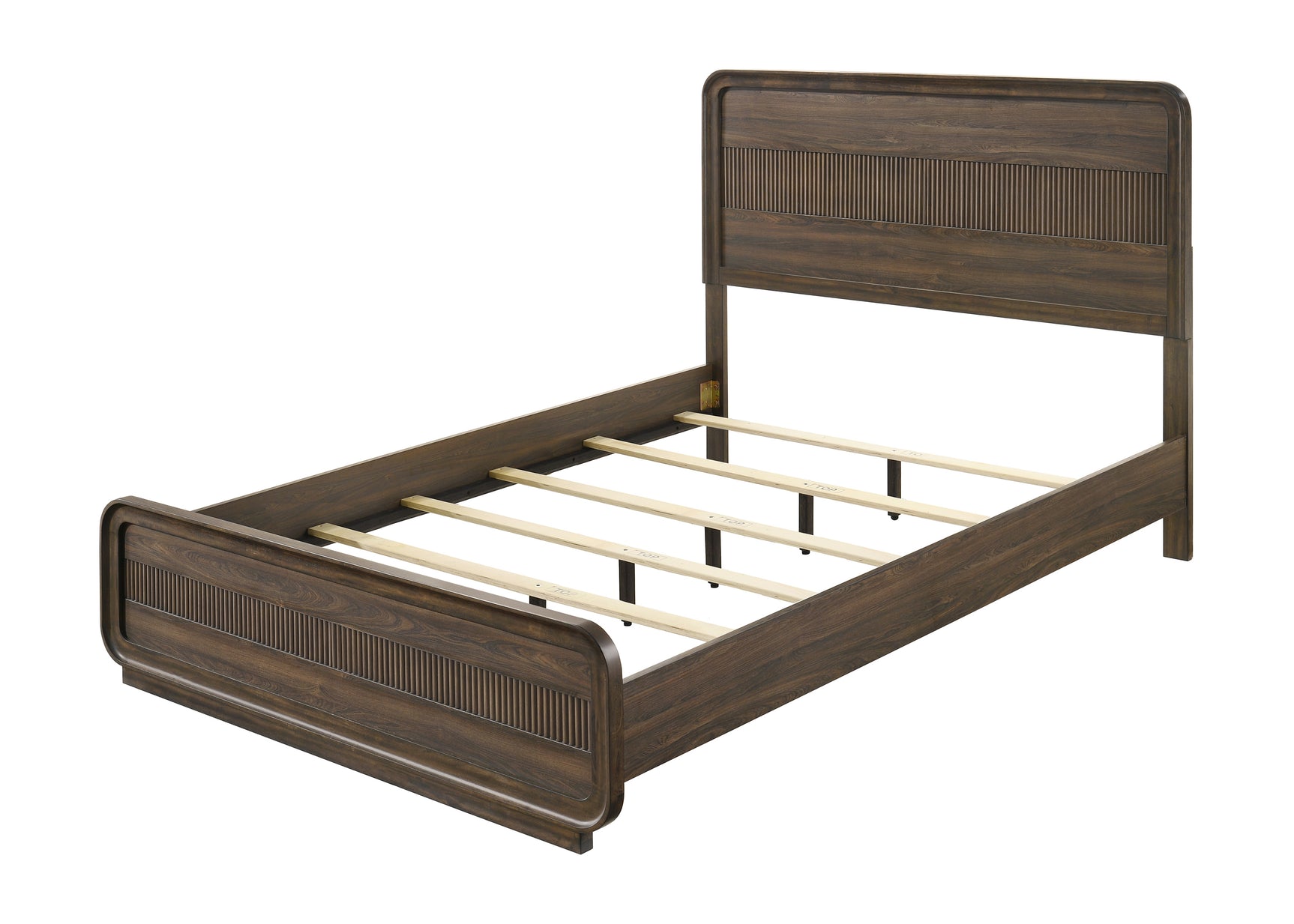 Kinkaid Gray Panel Bedroom Set front angled view of bed