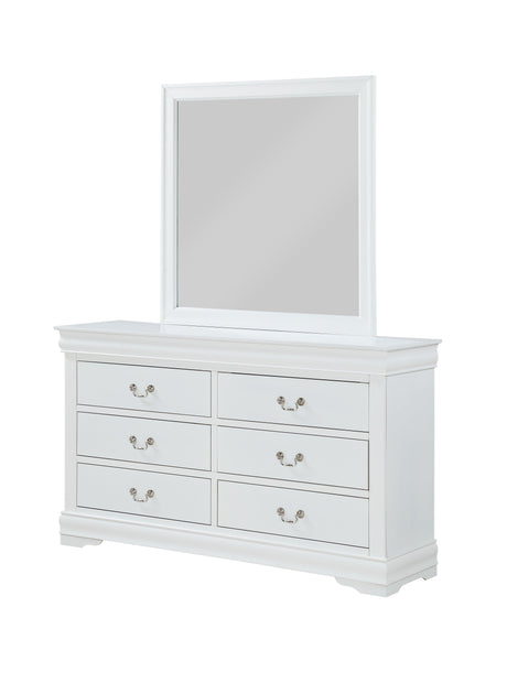 Louis Philip White Queen Sleigh Bed elegant footboard detail