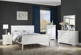 Louis Philip dresser and chest complementing white nightstand
