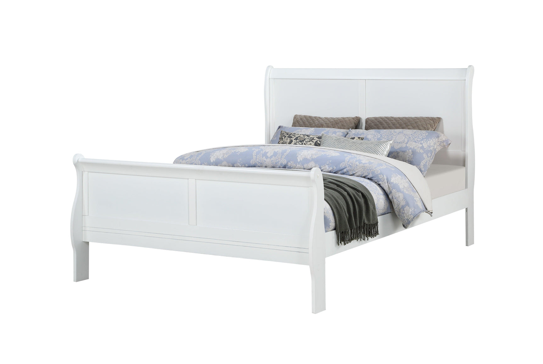 Louis Philip bed footboard detail with hardwood finish