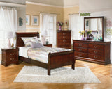 Alisdair Twin Sleigh Bed full view with dimensions