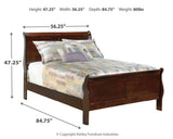 Alisdair Full Sleigh Bed dimensions schematic