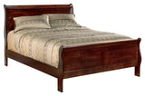 Alisdair Queen Sleigh Bed corner angle showing dark brown wood finish