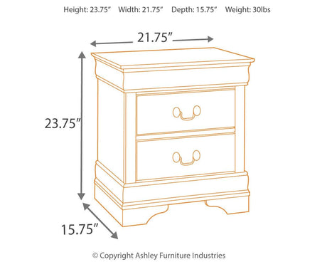 Dimension diagram of Alisdair Nightstand