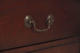 Detail of Alisdair Nightstand hardware and wood grain