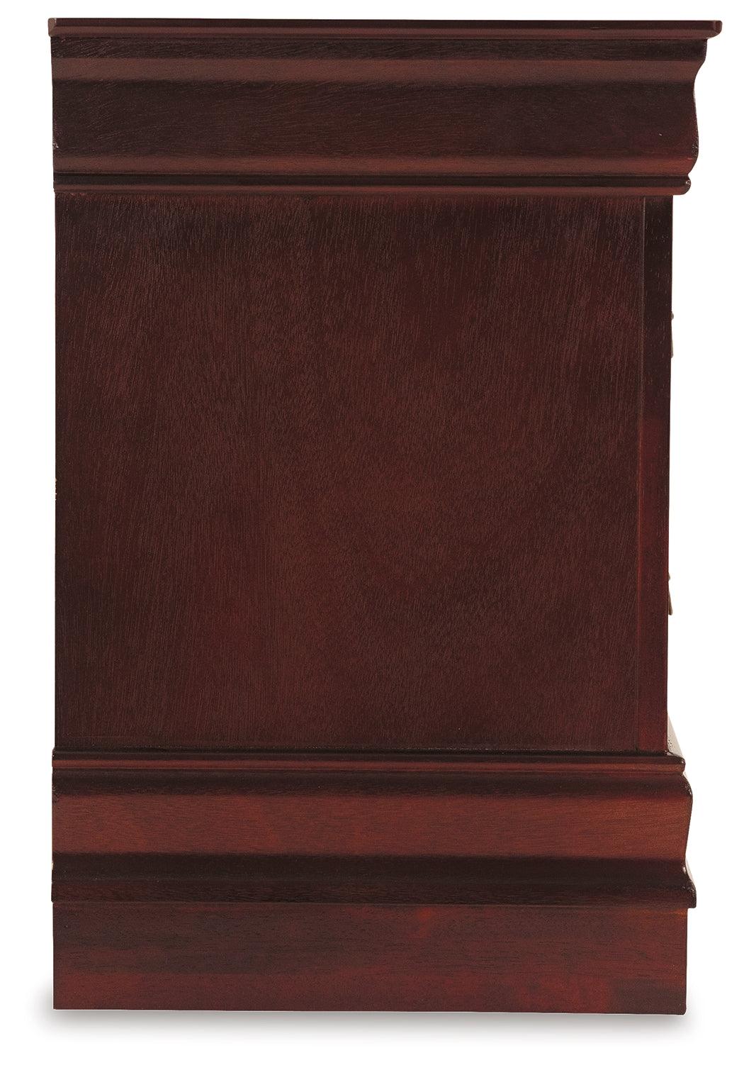Side angle of Alisdair Nightstand showing moulding