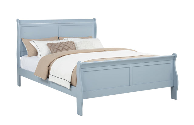 Louis Philip Blue Sleigh Panel Queen Bed from Decor Furniture