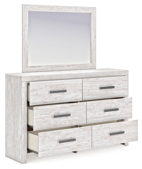 Cayboni dresser drawers open with black handles