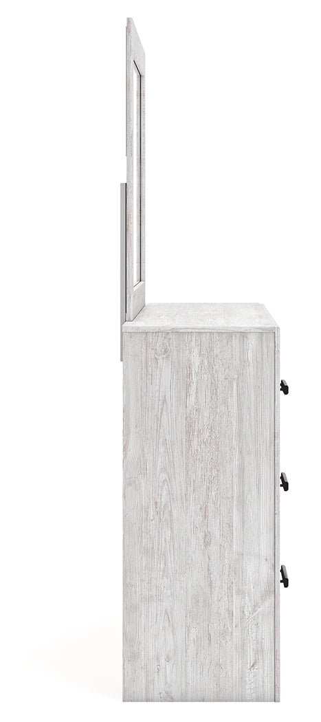 Side view of Cayboni dresser and mirror