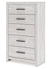Cayboni Whitewash Chest of Drawers side angled view