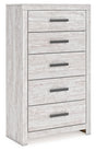 Cayboni Whitewash Chest of Drawers angled front view