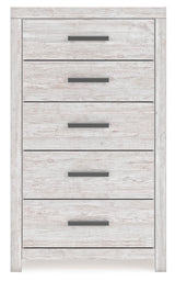 Cayboni Whitewash Chest of Drawers head-on view