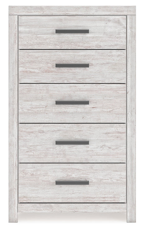 Cayboni Whitewash Chest of Drawers head-on view
