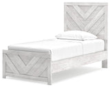 Cayboni Whitewash Twin Panel Bed close-up of chevron pattern