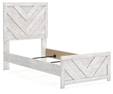 Cayboni Whitewash Twin Panel Bed alternate angled view