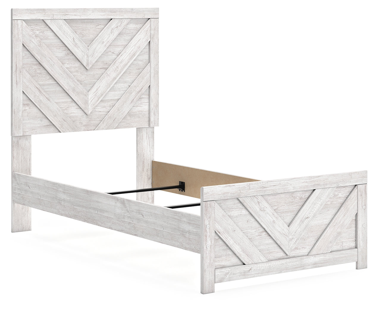Cayboni Whitewash Twin Panel Bed alternate angled view