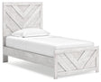 Cayboni Whitewash Twin Panel Bed angled view