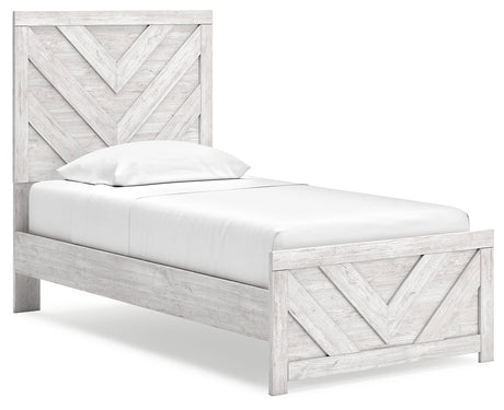 Cayboni Whitewash Twin Panel Bed angled view