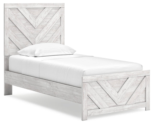 Cayboni Whitewash Twin Panel Bed angled view