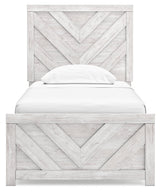 Cayboni Whitewash Twin Panel Bed head-on view