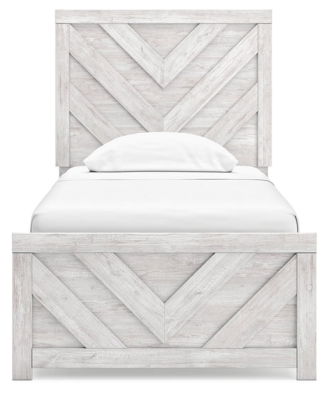 Cayboni Whitewash Twin Panel Bed head-on view
