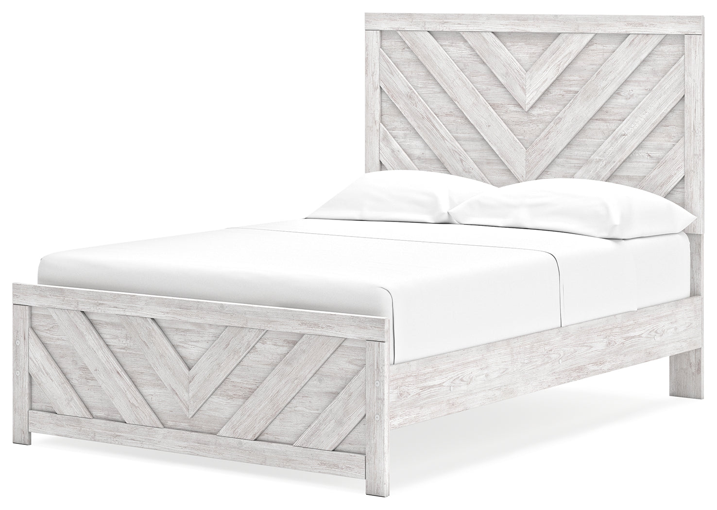 Cayboni whitewash full panel bed alternate angle