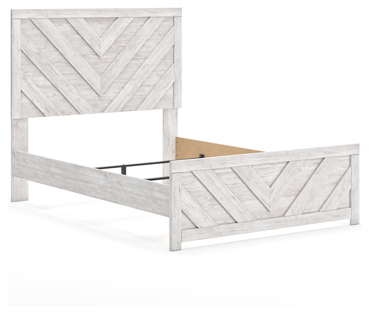 Cayboni whitewash full panel bed angled view from right