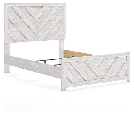 Cayboni whitewash full panel bed angled view from right