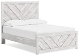 Cayboni whitewash full panel bed angled view from left