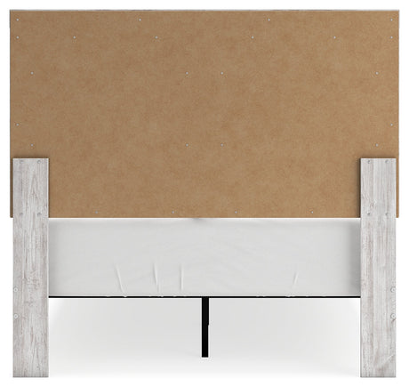 Cayboni full panel bed back view with whitewash finish