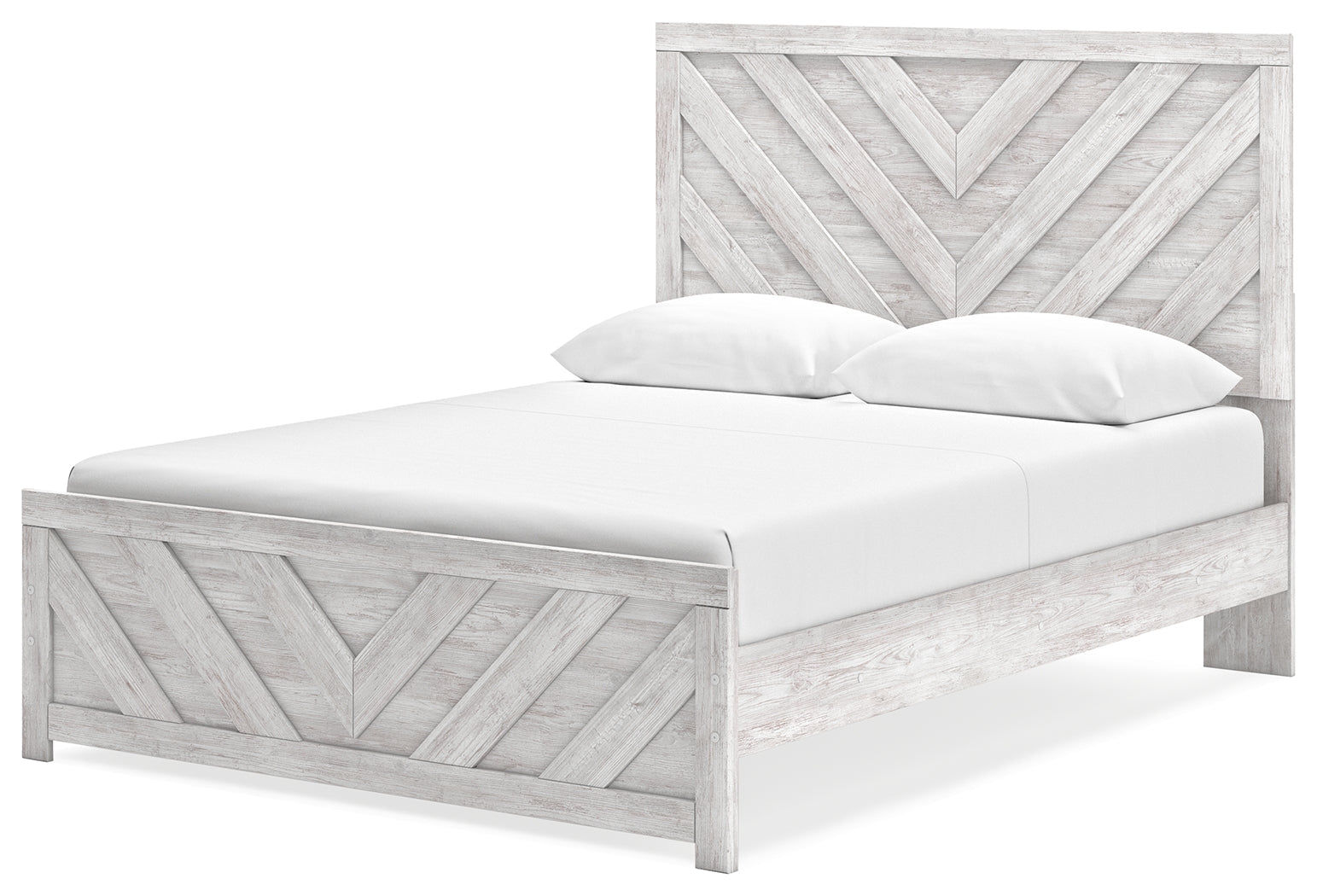 Cayboni whitewash queen panel bed alternate side angle