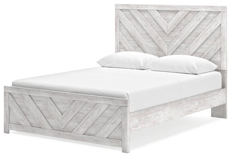 Cayboni whitewash queen panel bed alternate side angle