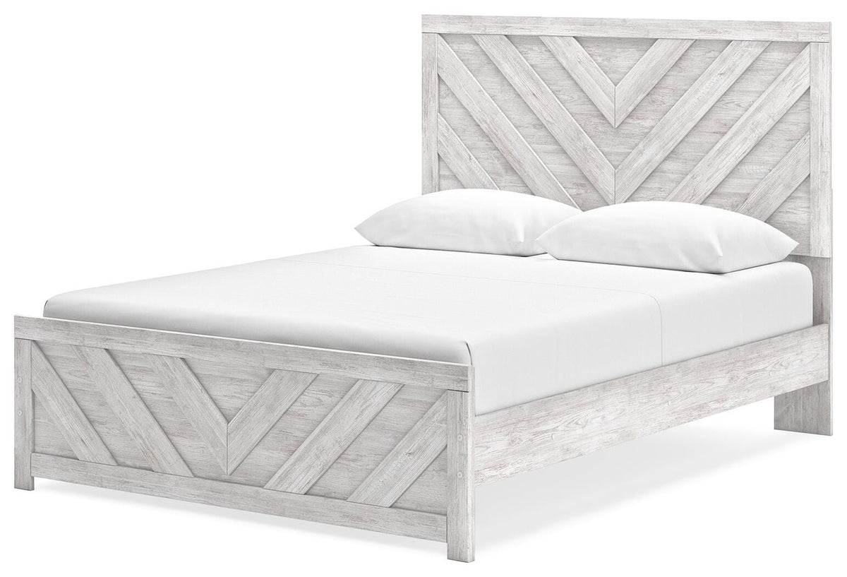 Cayboni Whitewash Panel Bedroom Set angled view