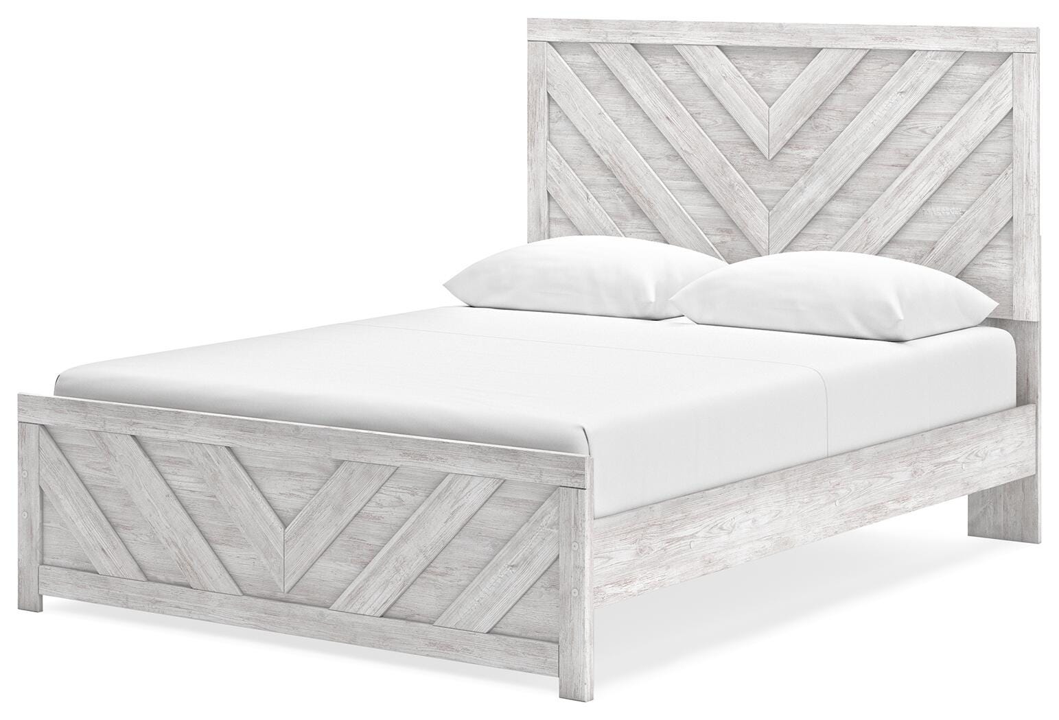 Cayboni Whitewash Panel Bedroom Set angled view