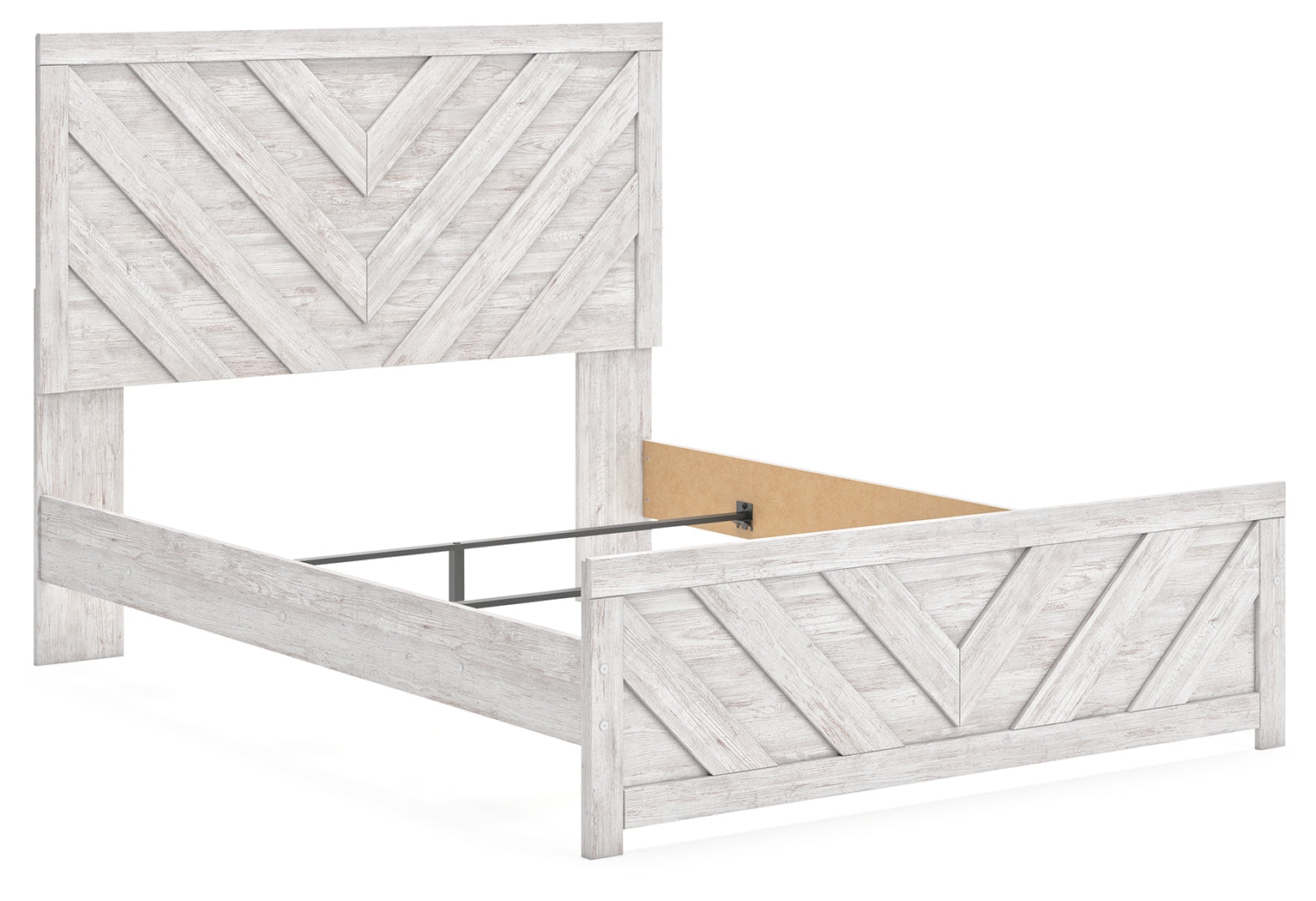 Cayboni whitewash queen panel bed front angle view