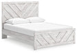 Cayboni whitewash queen panel bed angled side view