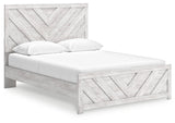 Cayboni whitewash queen panel bed angled side view