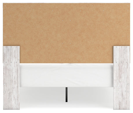 Cayboni whitewash queen panel bed back view