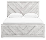 Cayboni whitewash queen panel bed headboard front view