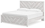 Cayboni Whitewash King Panel Bed close-up of headboard detail