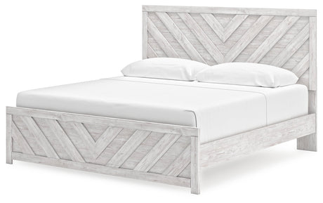 Cayboni Whitewash King Panel Bed close-up of headboard detail