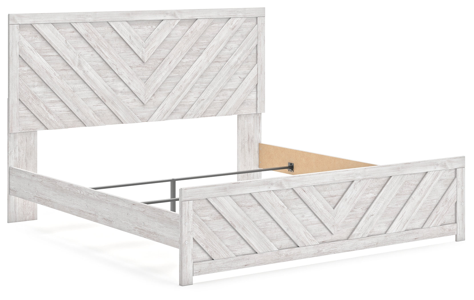 Cayboni Whitewash King Panel Bed alternative angled view