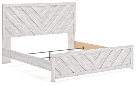 Cayboni Whitewash King Panel Bed alternative angled view