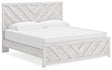 Cayboni Whitewash King Panel Bed angled side view
