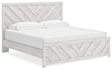 Cayboni Whitewash King Panel Bed angled side view