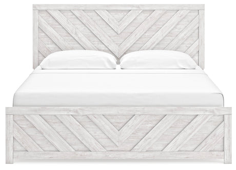 Cayboni Whitewash King Panel Bed front view